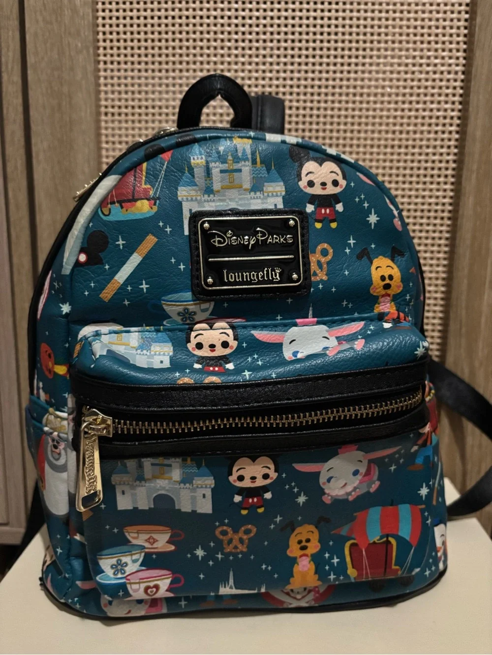 Disney Parks X Loungefly mini backpack teal Kingdom of Cute Chibi Icons